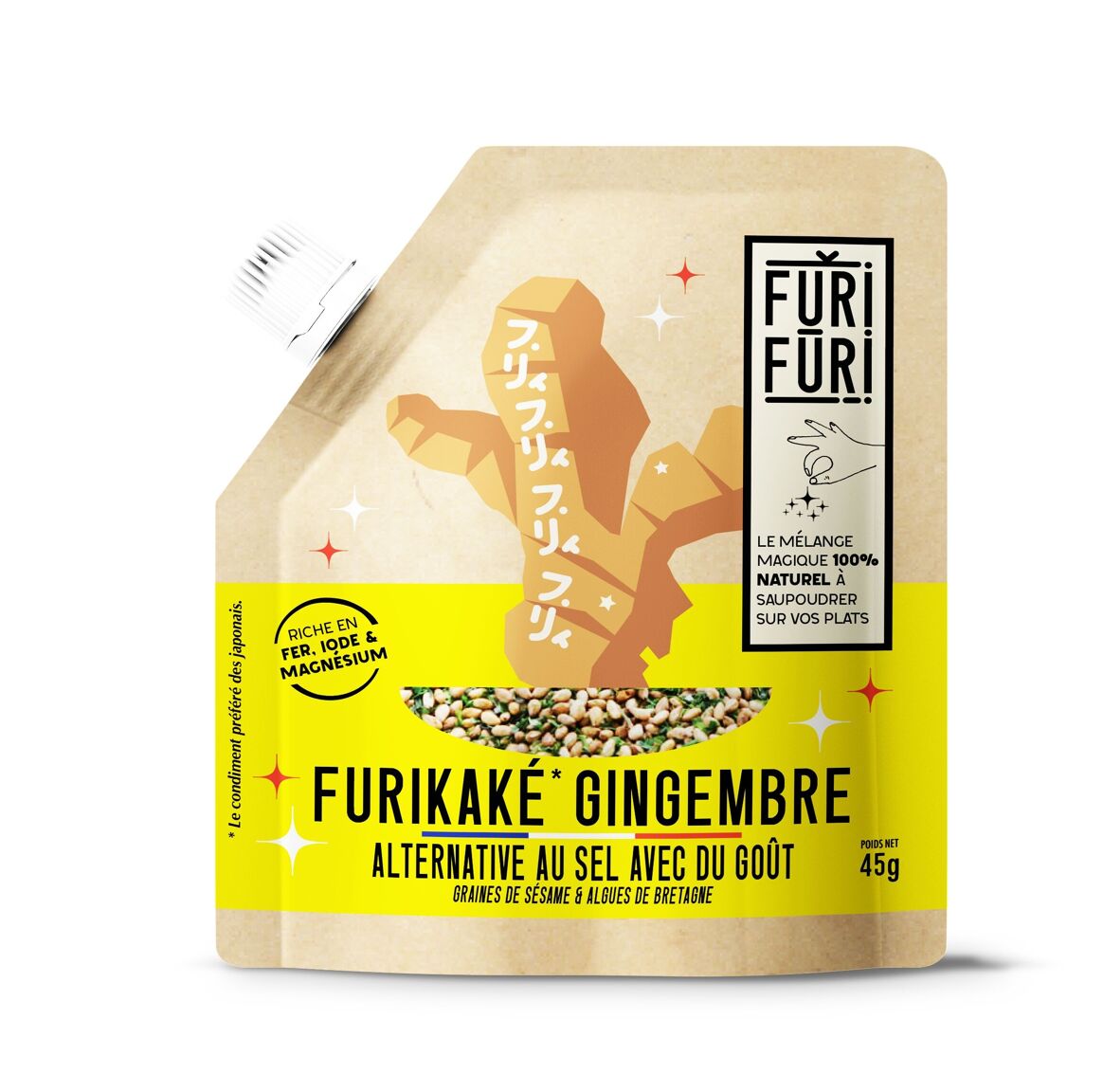 Furikake Gingembre - Condiment sésame & algues - Sachet 45g