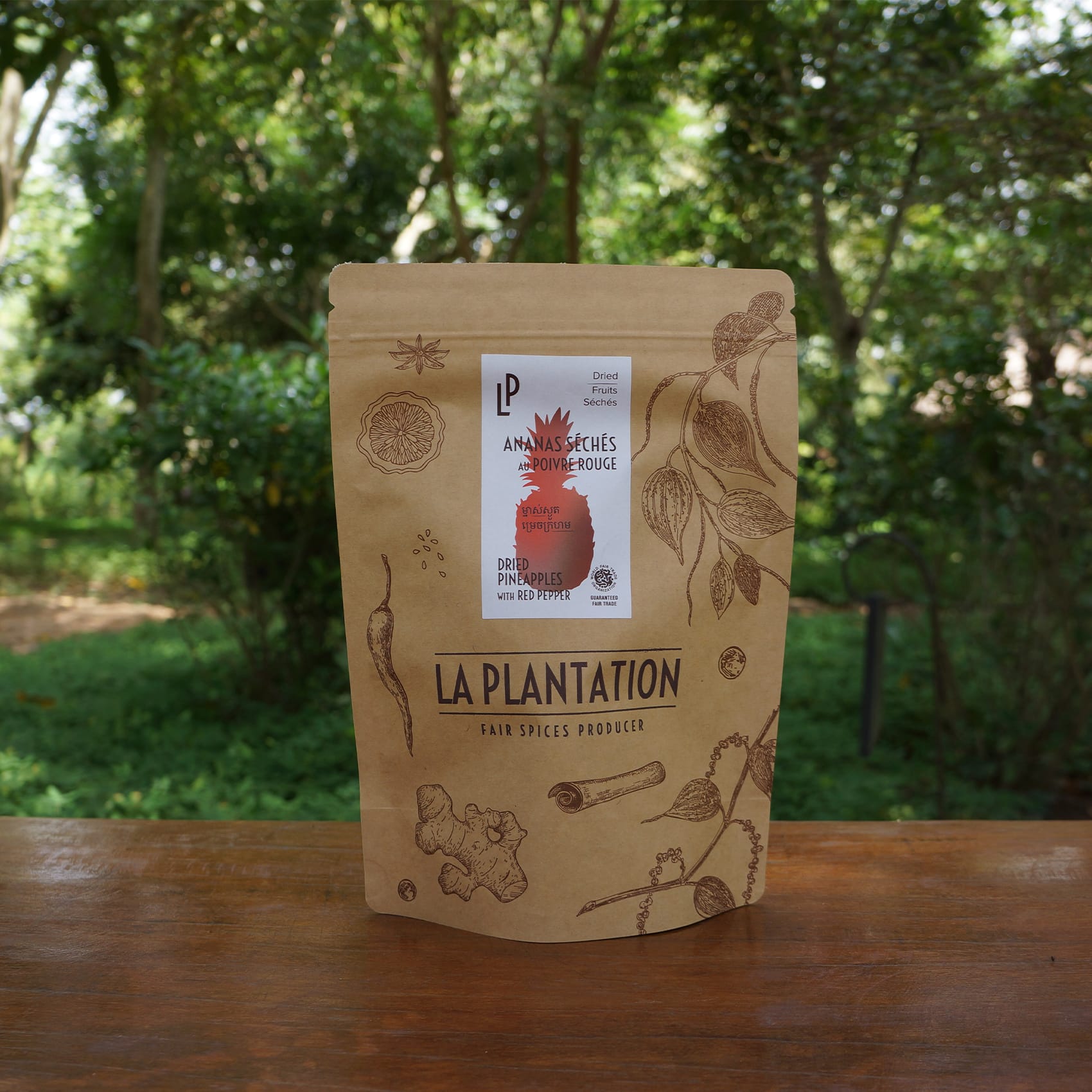 Ananas séché au Poivre de Kampot Rouge - sachet 150g