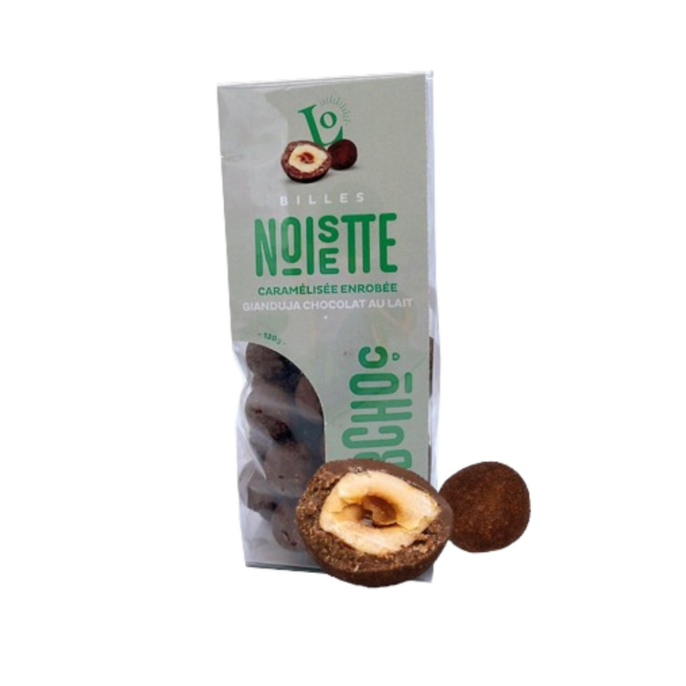 Noisettes Caramélisées Enrobées Gianduja Chocolat au Lait - 120gr